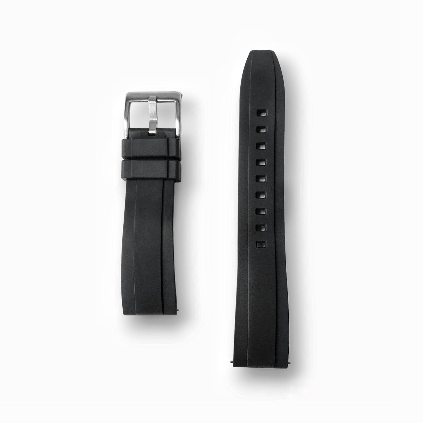 Black FKM Rubber Strap - Silver Buckle (Liberty Series)