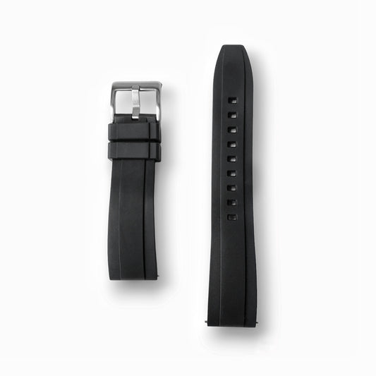 Black FKM Rubber Strap - Silver Buckle (Liberty Series)