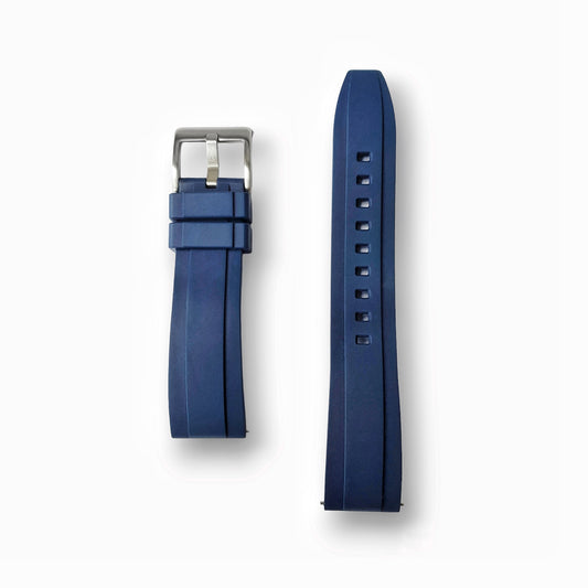Blue FKM Rubber Strap - Silver Buckle (Liberty Series)
