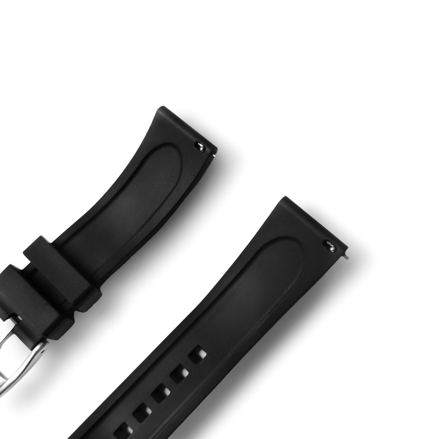 Black FKM Rubber Strap - Silver Buckle (Liberty Series)