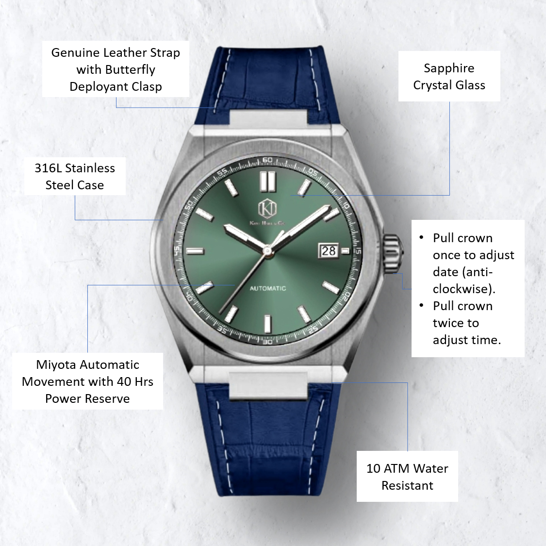 Castleton - Blue Leather