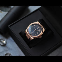 Load image into Gallery viewer, Obsidian Rose Gold - Black Leather
